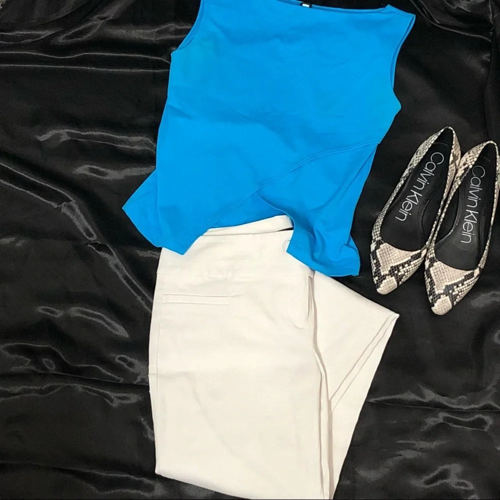 Forever 21 blue top w/belly button cut out Size L —#086 - Picture 5 of 13
